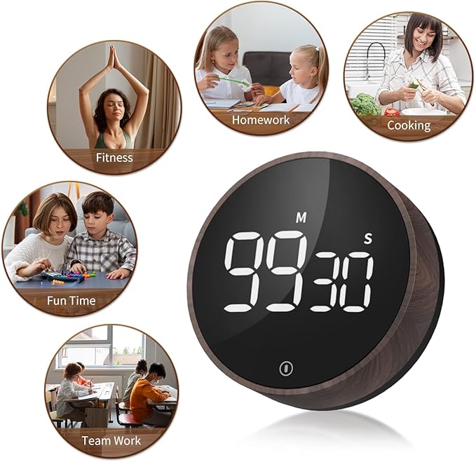 VOCOO Digital Kitchen Timer - Magnetic Countdown Countup Timer with Large LED Display Volume Adjustable, Easy for Cooking and for Seniors and Kids to Use