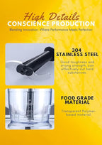MegaWise Pro Titanium Reinforced 5-in-1 Immersion Hand Blender, Powerful Motor with 80% Sharper Blades, 12-Speed Corded Blender (Black)