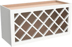 Solid Wood Wine Bottle Rack Wall Cabinet with Lattice Panels - Wine Holder and Storage for Bar, Pantry, Cellar - Mocha (White, 30'W 12'D 15'H)