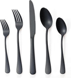 Briout Matte Black Silverware Set, Stainless Steel Cutlery Set Service for 4, Black Flatware Utensil Set Include Fork Knife Spoon for Kitchen Home Restaurant, Premium Tableware