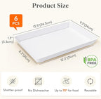 Lifewit Serving Tray for Party Supplies, Reusable Serving Platter for Catering, Snack, Fruit, Charcuterie, Appetizer, Plastic Food Trays, Hosting Essentials, BPA Free, White, 6 Pcs