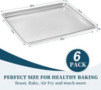 Full Size Commercial Quality Baking Sheet Pan, Bastwe Aluminum Cookie Tray Pan for Oven, Freezer, Bakery, Hotel Restaurant, Thick Steel Rim Prevents Warping (6 Pack, 26 x 18 Inch)