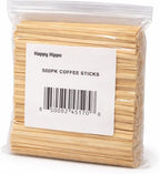 Coffee Stirrers, Bamboo Wood, Splinter-Free; Wooden Stir Sticks for Hot Chocolate, Coffee, Tea Etc, Drink Stirrer Bulk Package, Restaurant Supply, Coffee Bar, Cafe (500 Pack)
