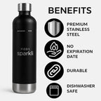 Stainless Steel Black Sparkling Water and Soda Maker Machine with 3 Black Stainless Steel 1L Re-Usable Bottle