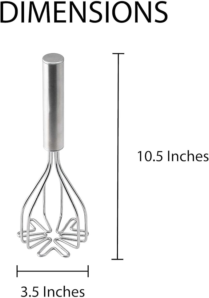 HIC Kitchen 2-In-1 Mix N’Masher Potato Masher, 18/8 Stainless Steel, For Potatoes, Vegetables, Fruits, Guacamole, Baby Food, And Eggs