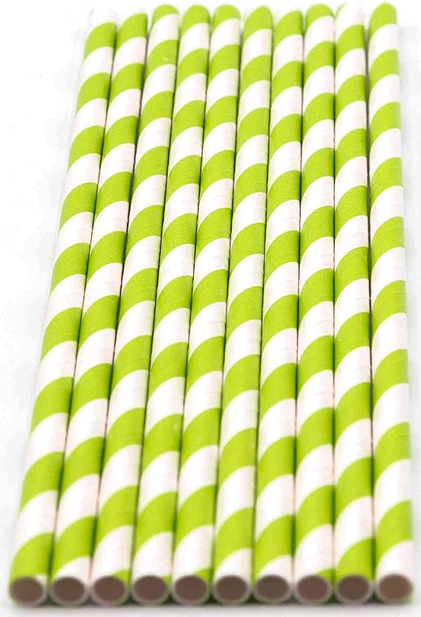 Pack of 150 Green Swirls Biodegradable 4-Ply Paper Drinking Straws (Compostable, Non-toxic, BPA-free)