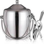 Ice Bucket with Lid, Scoop, IceTong,Stainless Steel Double-Wall Wine Ice Buckets for Parties,Beer and Wine Bucket,Bucket for Ice Chilling Champagne,2L