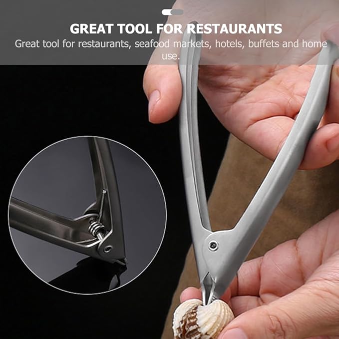 Hemoton Stainless Steel Clam Opener 5 Inch Seafood Tool with Ergonomic Handle for Easy Shellfish and Oyster Opening Kitchen Gadget