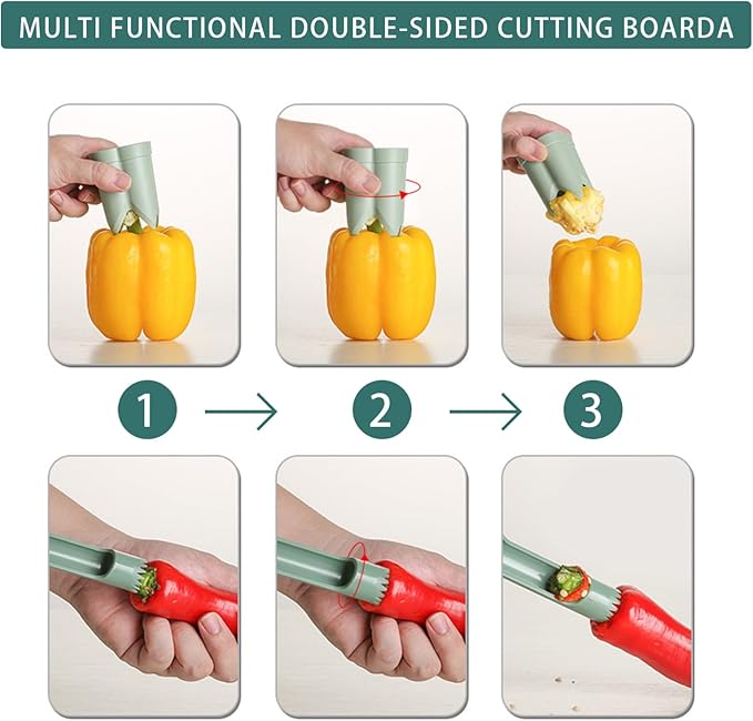 Pepper Corer, 2 in 1 Red Bell Pepper Seed Corer Remover Tool, Fruit & Vegetable Corers Quick Cave Tools for Jalapeno Cutter Deseeder, Off White, 1 P