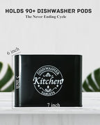 Dishwasher Pod Container with Hinged Lid. Farmhouse Metal Dishwaser Pods Holder for Kitchen Cabinet Organizer. Modern Kitchen Decor and Accessories. Dishwasher Detergent Tablet Storage (Black)