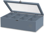 Tea Bag Organizer - Grey Bamboo Tea Box Organizer Storage Box, Tea Bag Holder with Acrylic Window, Magnetic Lid Keeps Tea Bags Fresh - Tea Organizer Caddy (Tea Not Included) Christmas Gift - Gray
