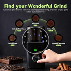 Electric Coffee Grinder for Coffee Beans, Spices and Herbs, Adjustable Grind Fineness, 1.8 oz Capacity, Hands-Free Operation, Leak-Proof Design, Odor-Free, Detachable and Easy to Clean, Black