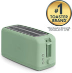 bella 4 Slice Slim Toaster, Fits-anywhere™ Kitchenware, 6 Setting Shade Control with Reheat & Cancel Buttons, Fits Sourdough, 10” Long Slot, Anti Jam & Auto Shutoff, 900 Watt, Seaglass