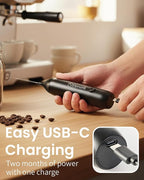Elementi Milk Frother Rechargeable Drink Mixer Wand - Powerful USB-C Rechargeable Frother & Coffee Mixer Wand - Hand Held Milk Foamer Whisk to Make Perfect Cappuccinos, Lattes & Drink Mixes (White)