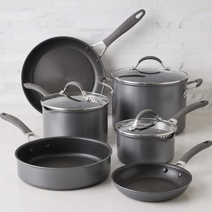 Circulon A1 Series with ScratchDefense Nonstick Induction Pots and Pans Cookware Set, Induction Cookware, Kitchen Essentials, 9-Piece, Graphite