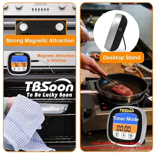 Multifunctional Digital Thermometer for Cooking,Food Thermometer+Thermometer Alarm+Kitchen Timer,Large Color Screen,Instant Read,Fast Response,grill bbq accessories,Kitchen Oven Meat Thermometer-DMT03
