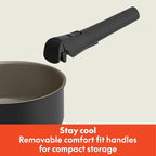 bella 8 Piece Removable Handle Cookware Set, Fits-anywhere™ Kitchenware w EverGood™ Ceramic Nonstick Coating, Dishwasher & Oven Safe, All Stovetops Compatible, Glass Lids with Silicone Rims, Black