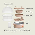 bella Electric Egg Cooker, 14 Eggs Capacity Tray, Double Stack, for Poached, Scrambled, Hard, Medium & Soft Boiled Eggs, Omelets and Steamed Dumplings, Auto Shutoff, 360 Watt, Blossom