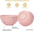 Rubtlamp 16Pcs Plastic Wheat Straw Dinnerware Set, Reusable Plastic Plate Set for 4, Kitchen Plates And Bowls Set (Pink) Include Dinner Platos, Dessert Platos, Cereal Bowls, Cups for Daily, Camping