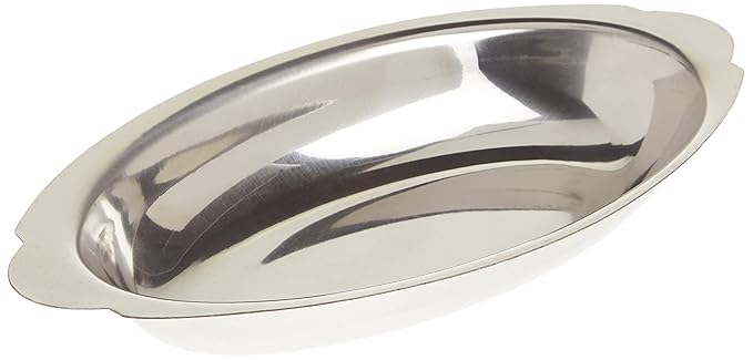 Winco Stainless Steel Oval Au Gratin Dish, 12-Ounce