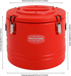 Eapmic 31.7Qt Insulated Food Container, Stainless Steel Container, 30L Commercial Soup Carrier 6 Hours Heat Preservation for Hot and Cold Food Storage Restaurant Canteen Home Lunch Use (Red, 30L)