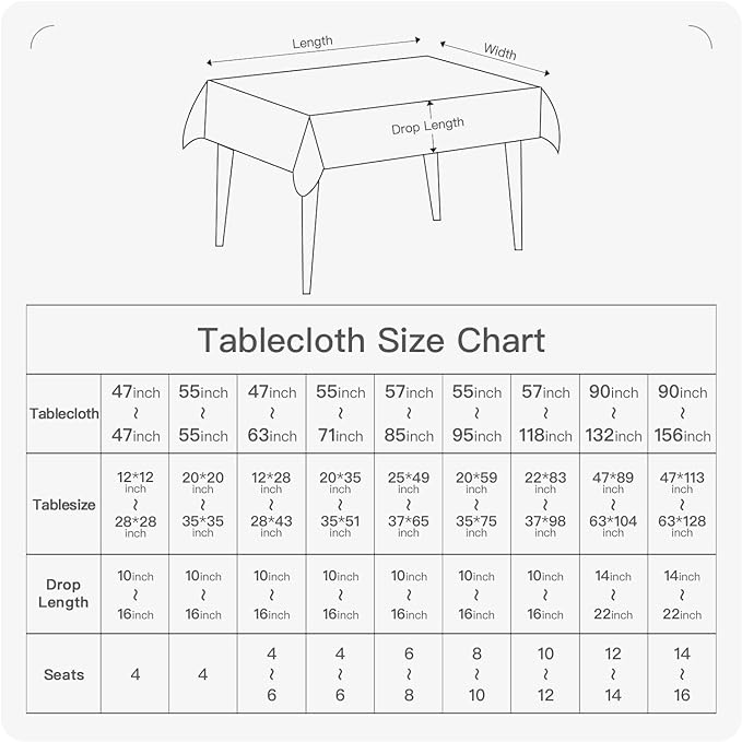 BALCONY & FALCON Rectangle Tablecloth Washable Wrinkle Resistant and Water Proof Table Cloth Decorative Linen Fabric Tablecloths for Dining Parties Kitchen Wedding and Outdoor Use (White, 57x118)