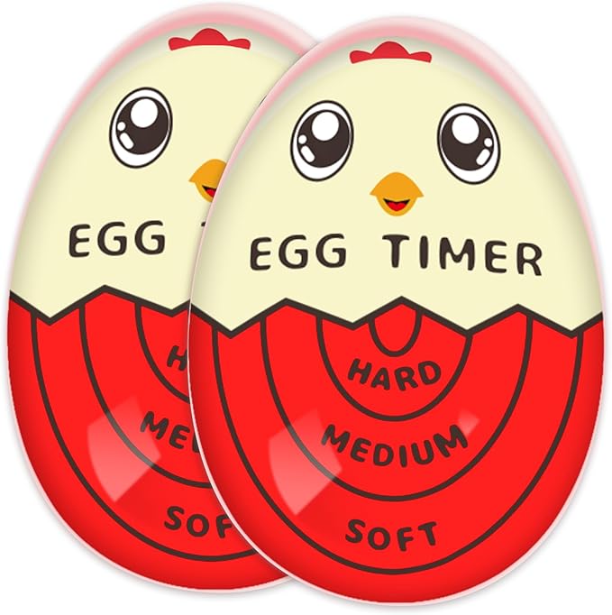 Lasubst Egg Timer for Boiling Eggs that Changes Color When Done, Red, Pack of 2