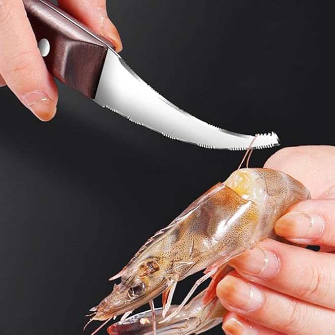 Wakauto Stainless Steel Shrimp Peeler and Deveiner Tool, Household Seafood Cleaning Gadget for Easy Shrimp Shell and Line Removal, Kitchen Specialty Utensil for Cooking and Serving