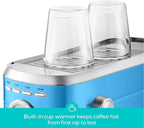 CASABREWS CM5418 Espresso Machine 20 Bar, Compact Espresso Maker with Steam Milk Frother, Stainless Steel Coffee Machine with 34oz Removable Water Tank for Cappuccino, Small Latte Machine, Blue