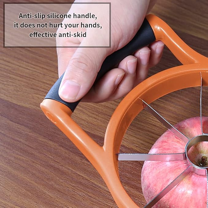 Newness 5.12 Inch Extra Large Apple Slicer, Heavy Duty Apple Slicer 8 Slices, Durable Apple Corer, Stainless Steel Apple Slicer and Corer - for Apple, Potato, Onion and More, Orange