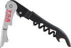 True Jetsetter TSA Compliant Double Hinged Waiters Corkscrew Wine Opener, Durable Stainless Steel with Built-in Bottle Opener and Foil Cutter for Travel, Outdoor Adventures, Home Bar, Set of 1, Black