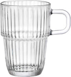 Bormioli Rocco Barshine 10.5 oz. Coffee, Tea and Hot Cocoa Mugs Stackable Tempered Drinking Glasses, Set of 12, Clear