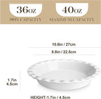 MALACASA Ceramic Pie Pan, Pie Pan for Baking 9 Inch, 40 OZ Pie Plate Round Pie Dish for Baking Fluted Pie Dish Baking Pan, Non Stick Deep Pie Dishes for Quiche, Apple Pies, Pot Pies, Tart, etc.