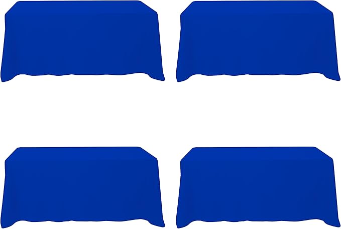 BRILLMAX 4 Pack Royal Blue Tablecloths for 6 Foot Rectangle Tables 90 x 132 Inch - 6ft Rectangular Bulk Linen Polyester Fabric Washable Cloth Cover for Wedding Reception Banquet Birthday Party