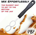 PBT - Peanut Butter Mixer, Stainless Steel Stirring Tool for Natural Peanut Butter, Dough, Yogurt, Sauces, and More - Fits Any Container Size, Less Mess, Dishwasher Safe (WHITE)
