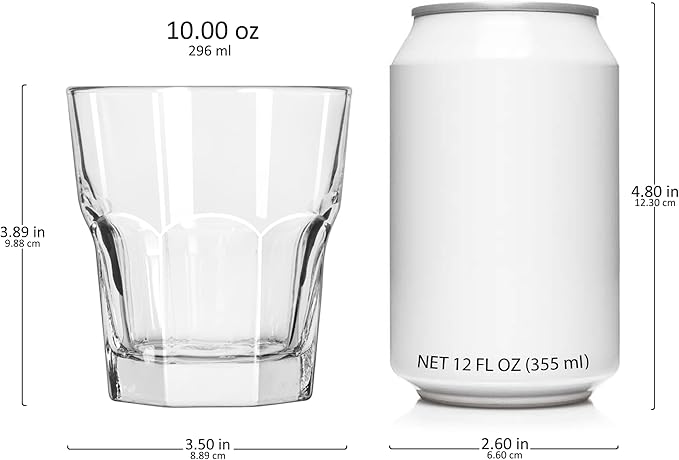 Libbey Gibraltar DuraTuff Rocks Glasses Set of 12, 10 Oz Durable, Restaurant Style Whiskey Glasses Set, Cocktail Drinking Cups for Hosting, Bar Service