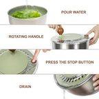 5.3Qt Stainless Steel Salad Spinner, Salad Spinner Stainless Steel With Stop Button & Drain Hole, Non-Slip Base, Vegetable Spinner Dryer, Dishwasher Safe For Kitchen