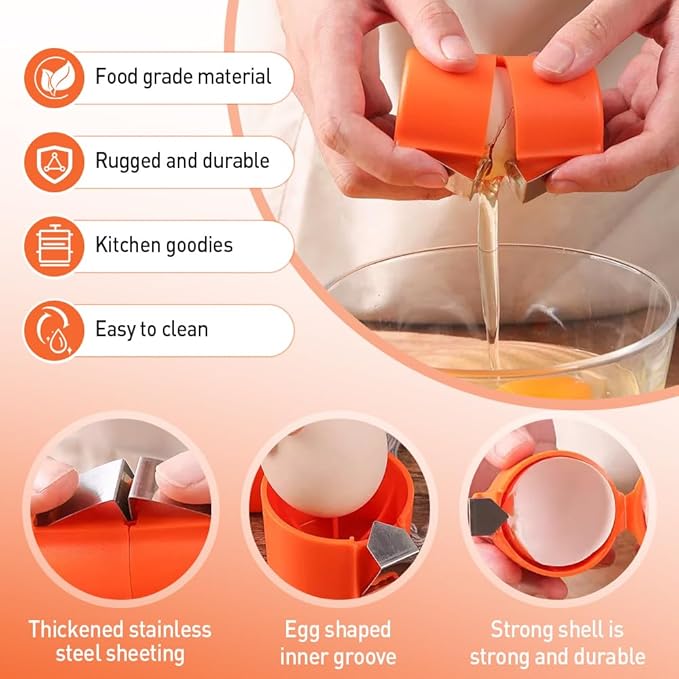Egg Shell Opener, 2025 New Egg Cracker Tool for Raw Eggs, Stainless Eggs Peeling Tool Kitchen Gadgets, Eggshell Breaker for Hard Boiled Eggs (Y+O)
