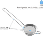 304 Stainless Steel 3.15 inch Fine Mesh Strainers for Kitchen, Colander-Skimmer with Handle, Sieve Sifters for Food, Tea, Rice, Oil, Noodles, Fruits, Vegetable 3inch