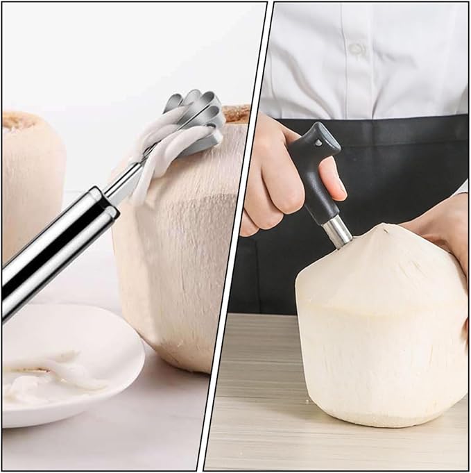 Homoyoyo Coconut Opener and Meat Grater Set, Reusable Kitchen Gadget for Fresh Coconut Shell Opening and Shredding, Safe Tool Kit for Home Cooking and Tropical Fruit Preparation
