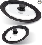 Anaeat Silicone Universal Lid for Pots, Pans and Skillets - Tempered Glass Covered with Heat Resistant Silicone Rim Fits All 6" to 11" Diameter Cookware -Easy to Use Replacement Frying Pan Cover