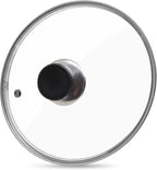 Glass Lid for Frying Pan Tempered Glass Pot Lid with Stainless Steel Rim for 12 Inch Frying Pan Wok Pot Skillet (12 Inch)