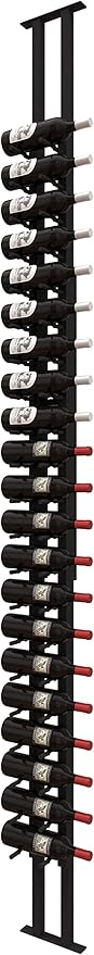 Ultra Wine Racks Floor-to-Ceiling Mount Display (1 Side, Single Deep, Black, Holds 21 Wine Bottles) - Modern Metal Wine Storage for Wine Cellars, Home Bars, Kitchens, and Dining Rooms