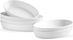 UIBFCWN Au Gratin Baking Dishes for Oven Safe, Set of 6, 7.5''x4.5'' Mini Casserole Dish, Ceramic Oval Baking Dish for Single Serving, Cauliflower Baking Dish, Banana Split Bowls, 11.5oz