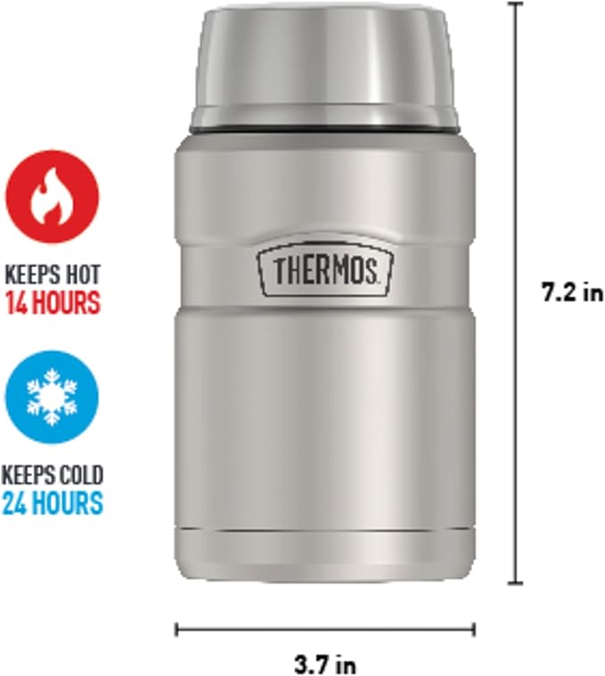 THERMOS Stainless King Vacuum-Insulated Food Jar, 24 Ounce, Matte Steel (Pack of 4)