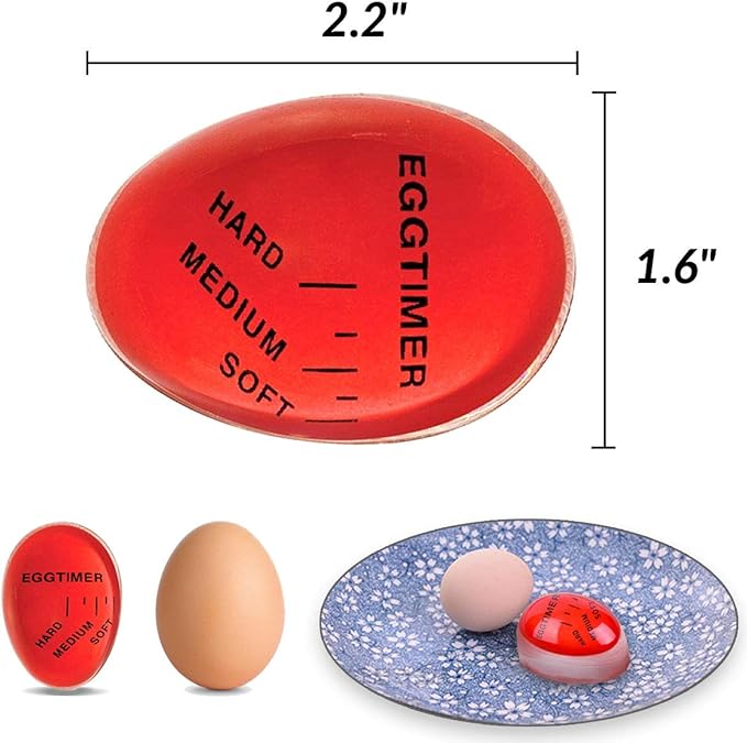 Lasubst Egg Timer for Boiling Eggs that Changes Color When Done, Classic Red