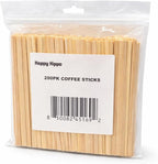 Coffee Stirrers, Bamboo Wood, Splinter-Free; Wooden Stir Sticks for Hot Chocolate, Coffee, Tea Etc, Drink Stirrer Bulk Package, Restaurant Supply, Coffee Bar, Cafe (200 Pack)
