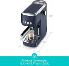 CASABREWS 3700 Essential Espresso Machine 20 Bar, Stainless Steel Coffee Maker with Steam Frother, Cappuccino & Latte Machine, 43.9oz Water Tank, Sapphire Blue