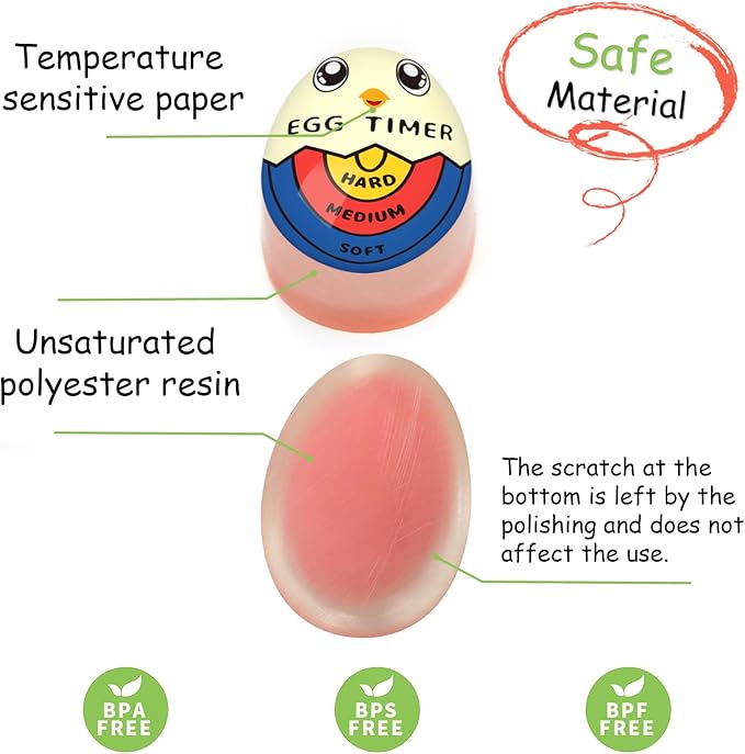 Lasubst Egg Timer for Boiling Eggs that Changes Color When Done, Tricolor, Pack of 2