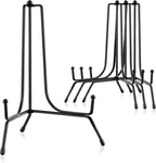 Mocoosy 4 Pack 8 Inch Improved Anti-Slip Plate Stands for Display, Plate Holder Display Stand, Picture Frame Holder Stand, Black Iron Easel Stands for Photo, Decorative Plate, Tablets and Table Art